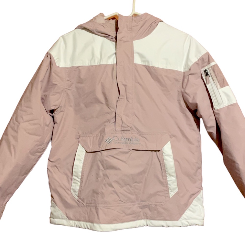 Columbia Women's Berg Lake Anorak Windbreaker Jacket Light Pink Size L